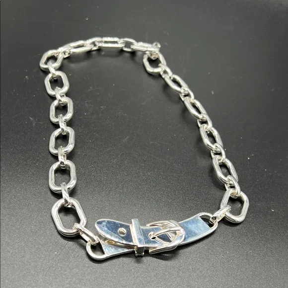 Ralph Lauren Silver Buckle Chain Necklace - Picture 5 of 7